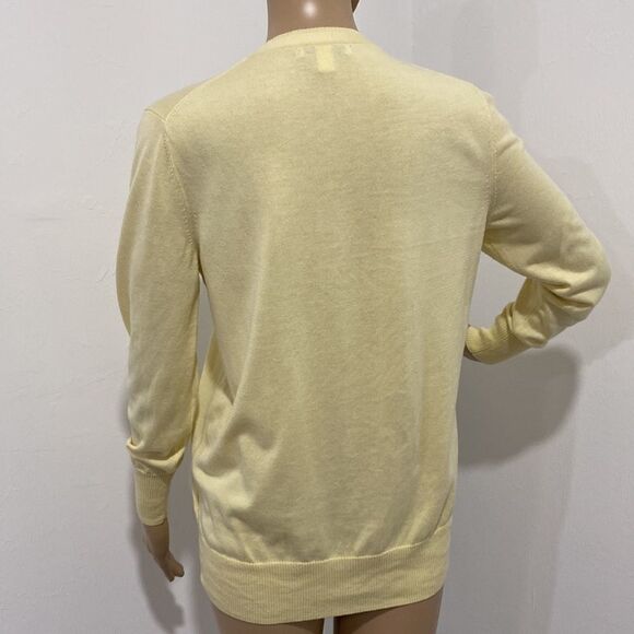 Banana Republic silk blend yellow V-neck pullover sweater size Lp - Picture 3 of 8